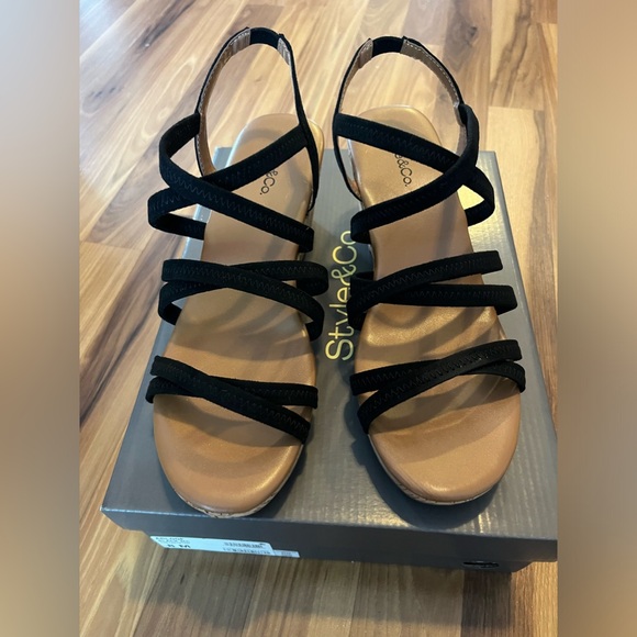 NWOT Style & Co. Women's Arloo Strappy Elastic Wedge Sandals - Picture 4 of 7